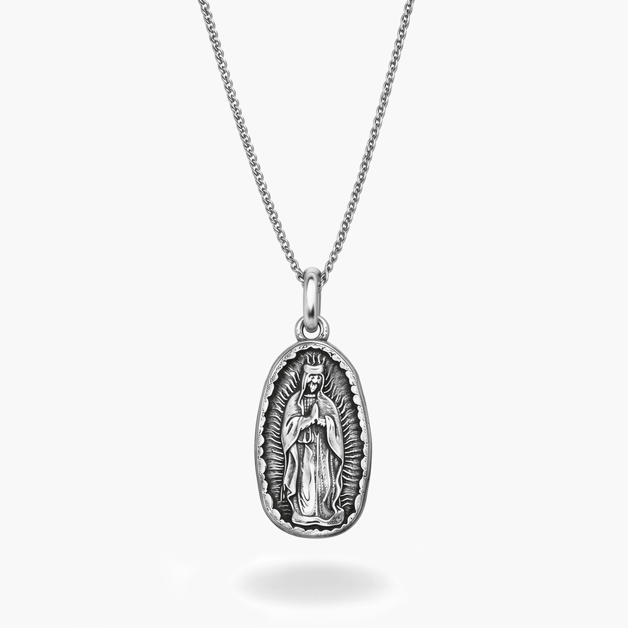 Lady Of Guadalupe Sterling Silver Necklace-Necklace-Kompsós