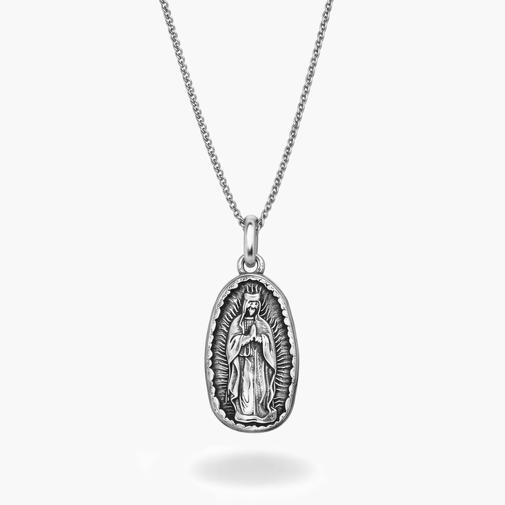 Lady Of Guadalupe Sterling Silver Necklace-Necklace-Kompsós