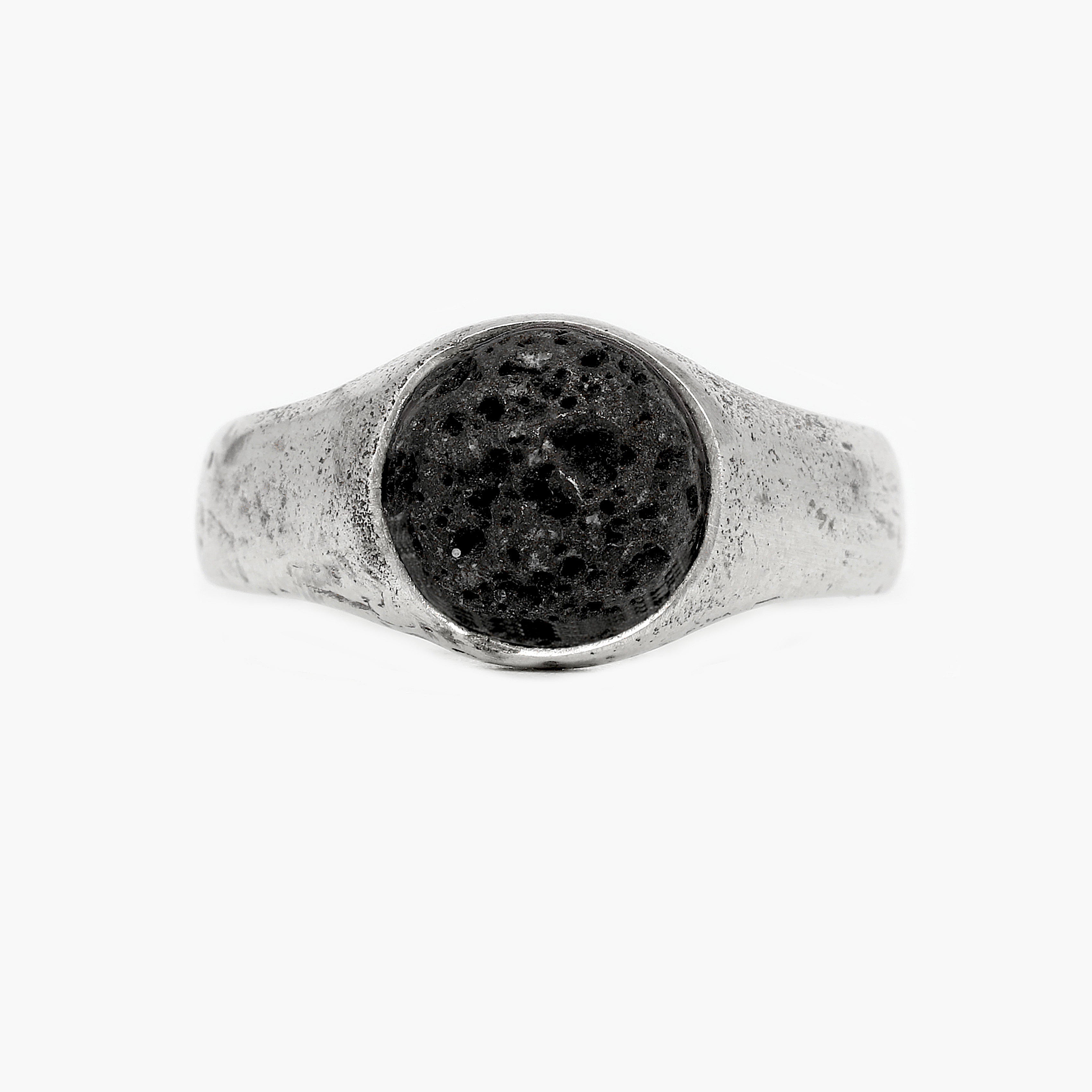 Lava Stone Sterling Silver Signet Ring-Ring-Kompsós