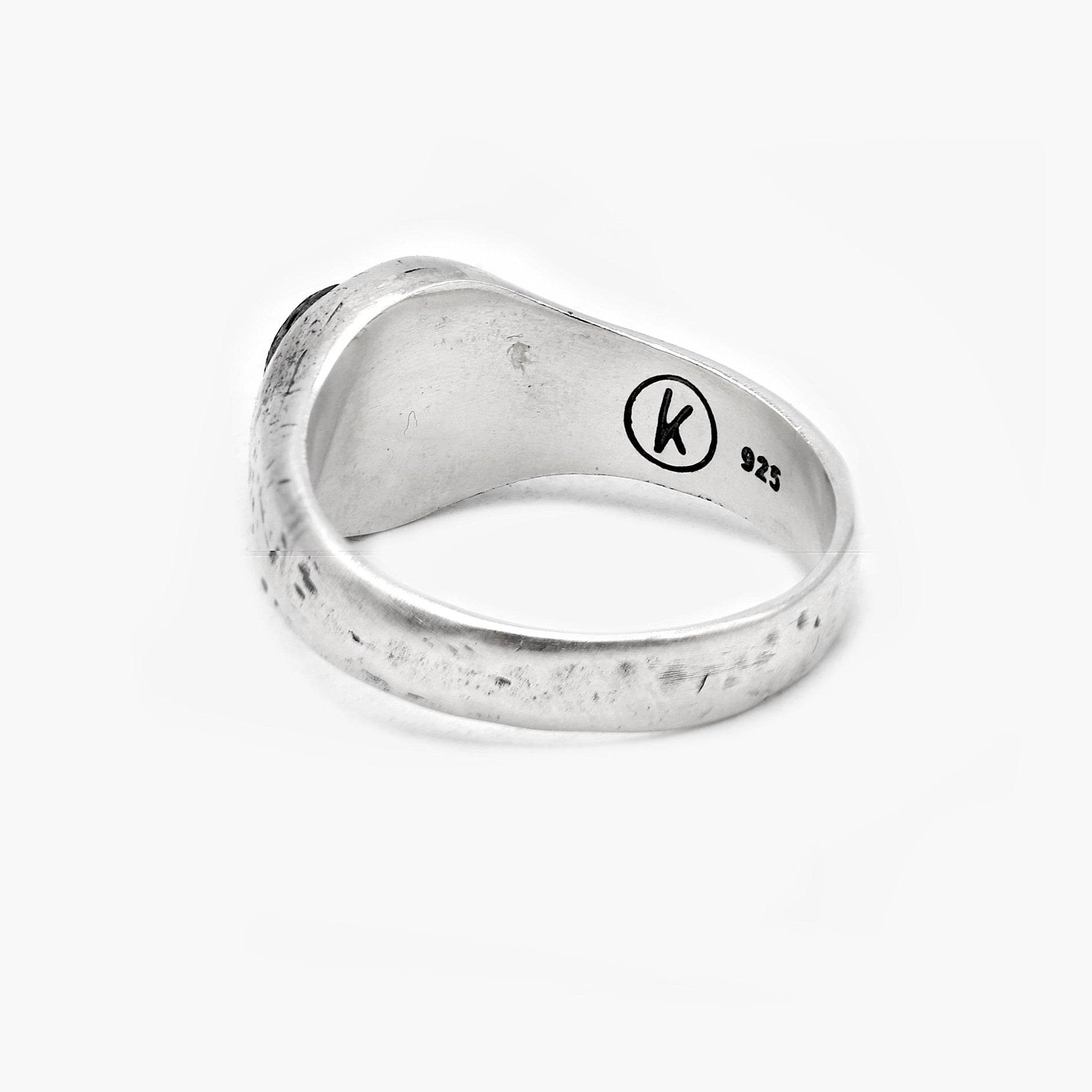 Lava Stone Sterling Silver Signet Ring-Ring-Kompsós