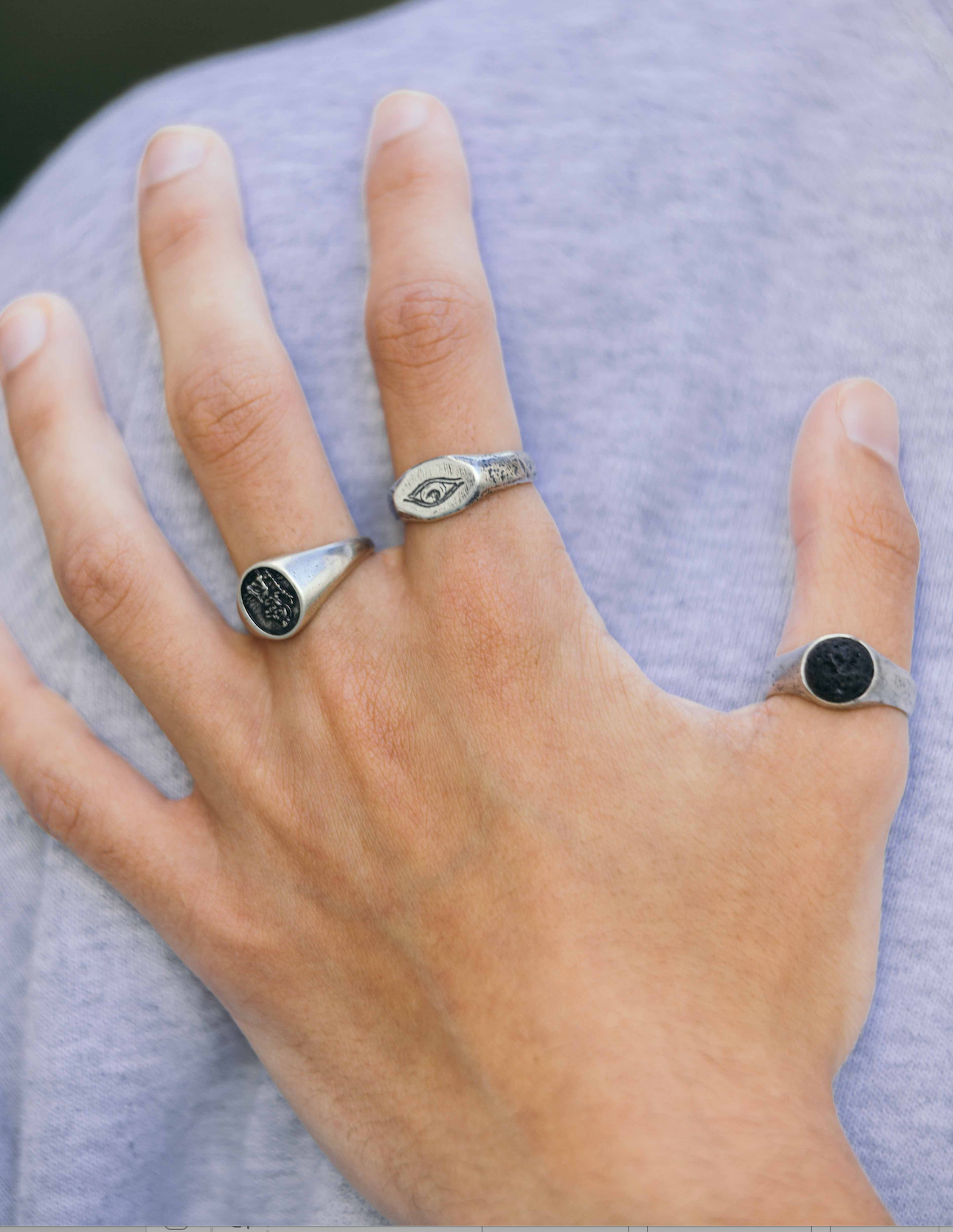 Lava Stone Sterling Silver Signet Ring-Ring-Kompsós