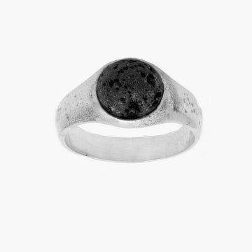 Lava Stone Sterling Silver Signet Ring-Ring-Kompsós