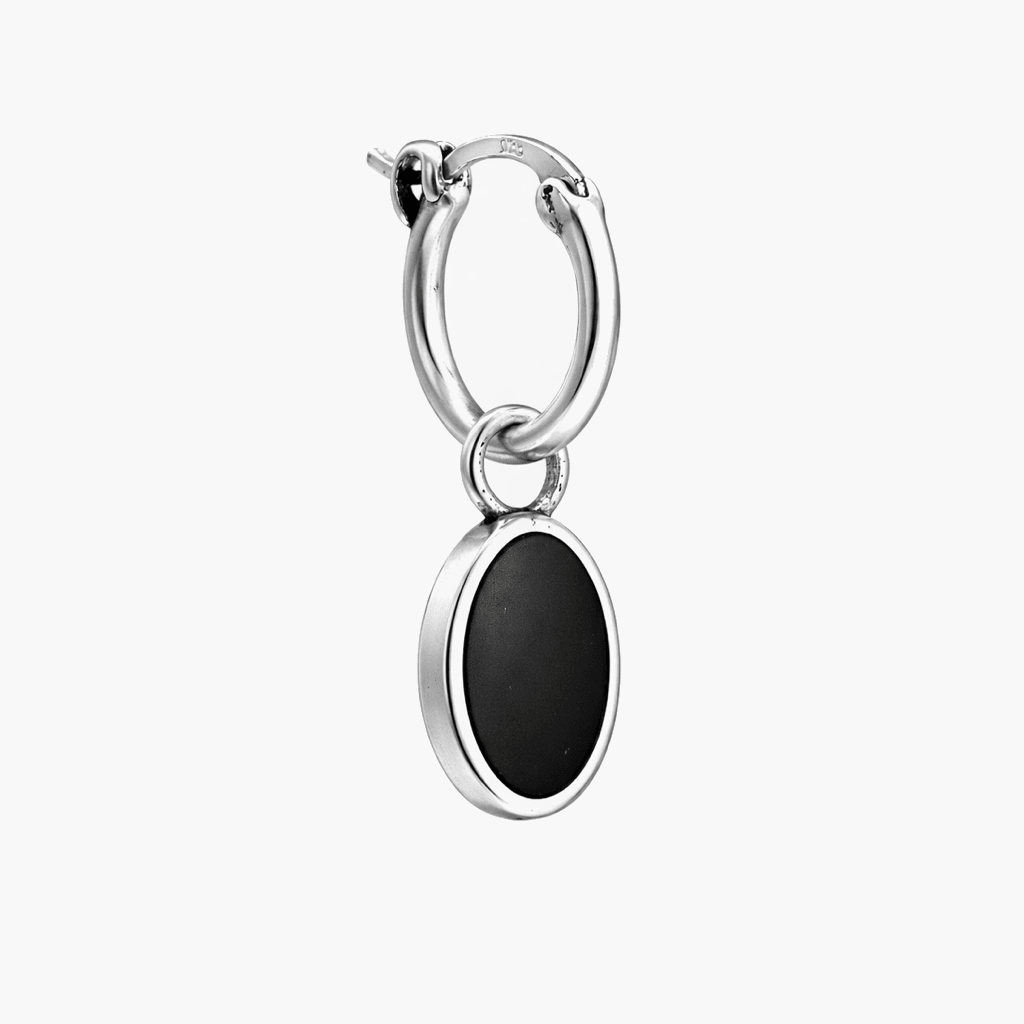 Matt Onyx Charm Sterling Silver Earring-Earring-Kompsós