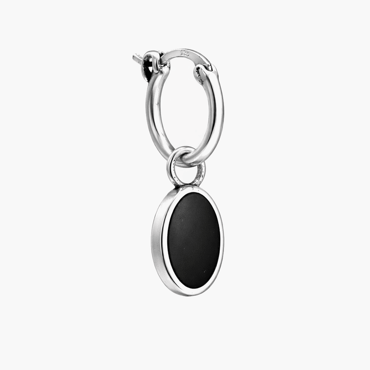 Matt Onyx Charm Sterling Silver Earring-Earring-Kompsós