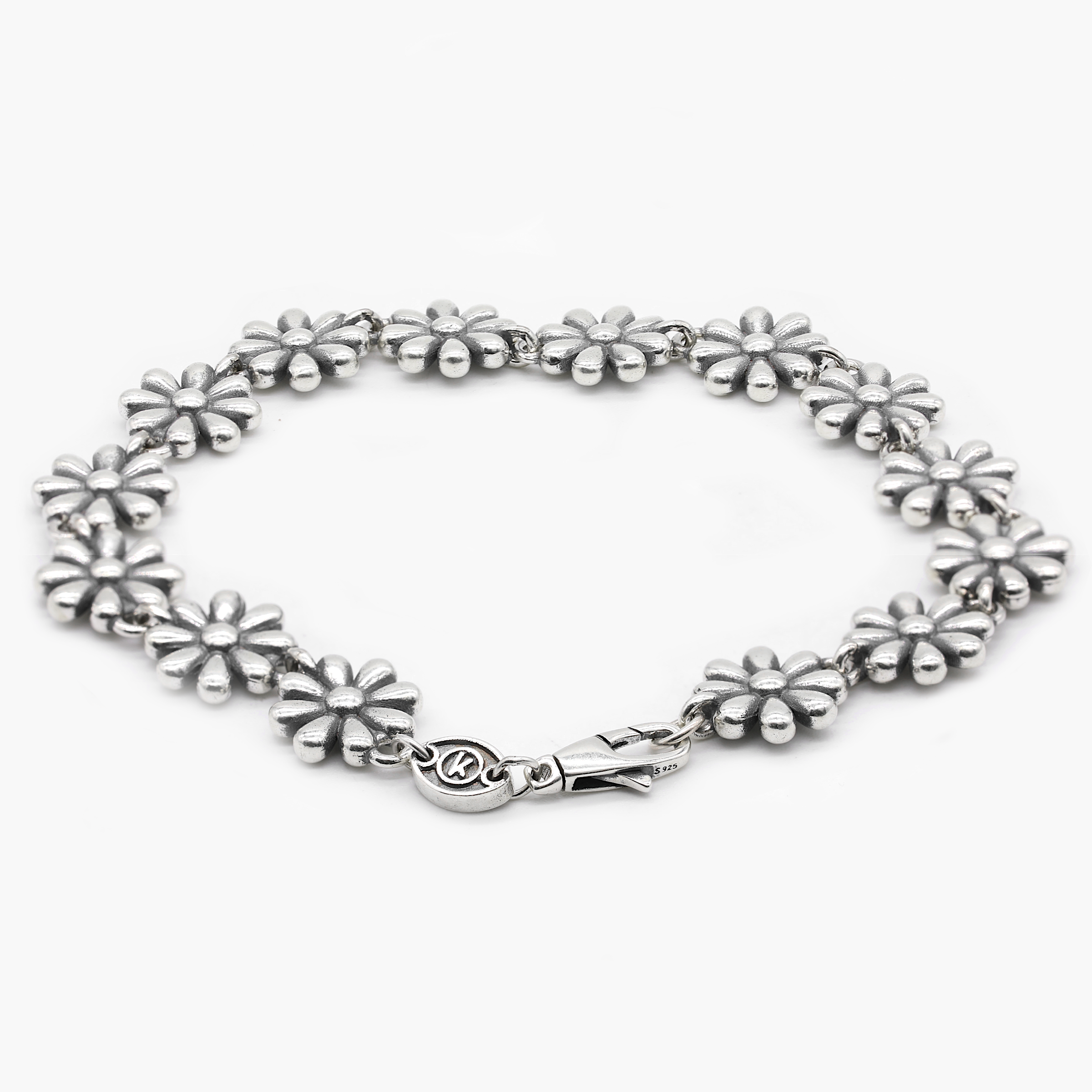 Maxi Daisy Sterling Silver Chain Bracelet-Kompsós