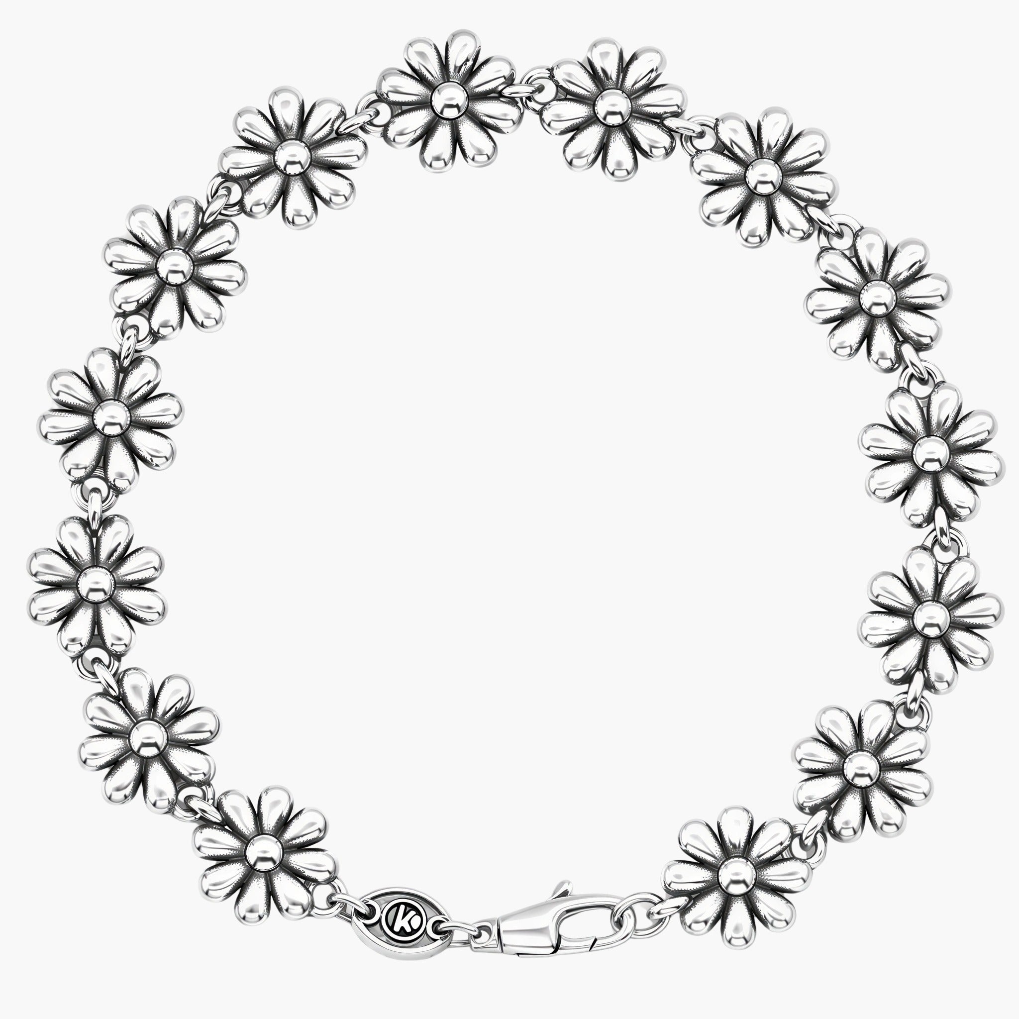Maxi Daisy Sterling Silver Chain Bracelet-Bracelet-Kompsós