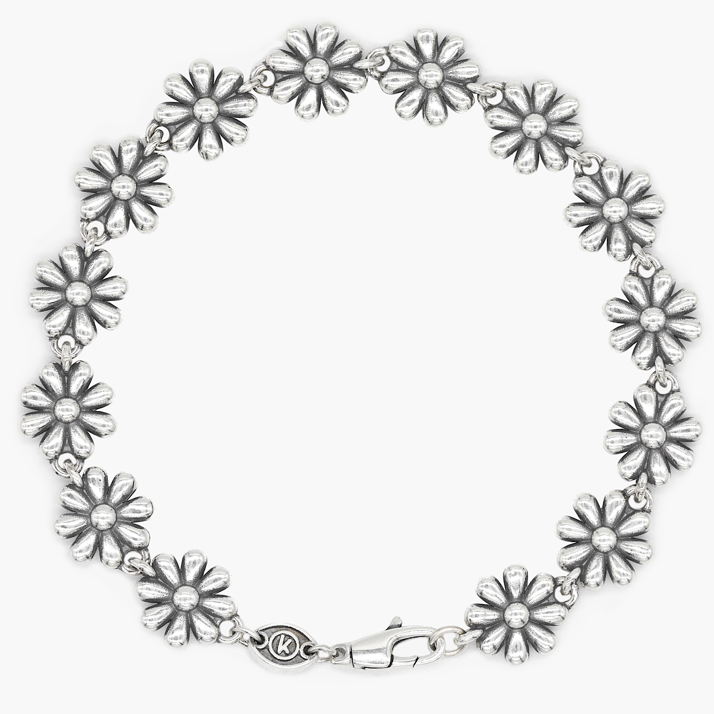 Maxi Daisy Sterling Silver Chain Bracelet-Kompsós