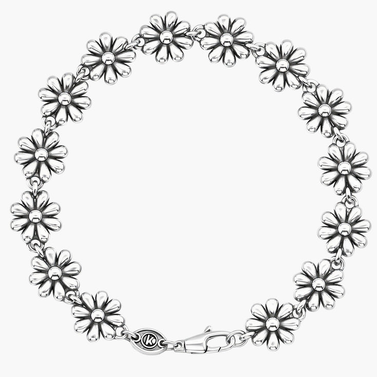 Maxi Daisy Sterling Silver Chain Bracelet-Bracelet-Kompsós