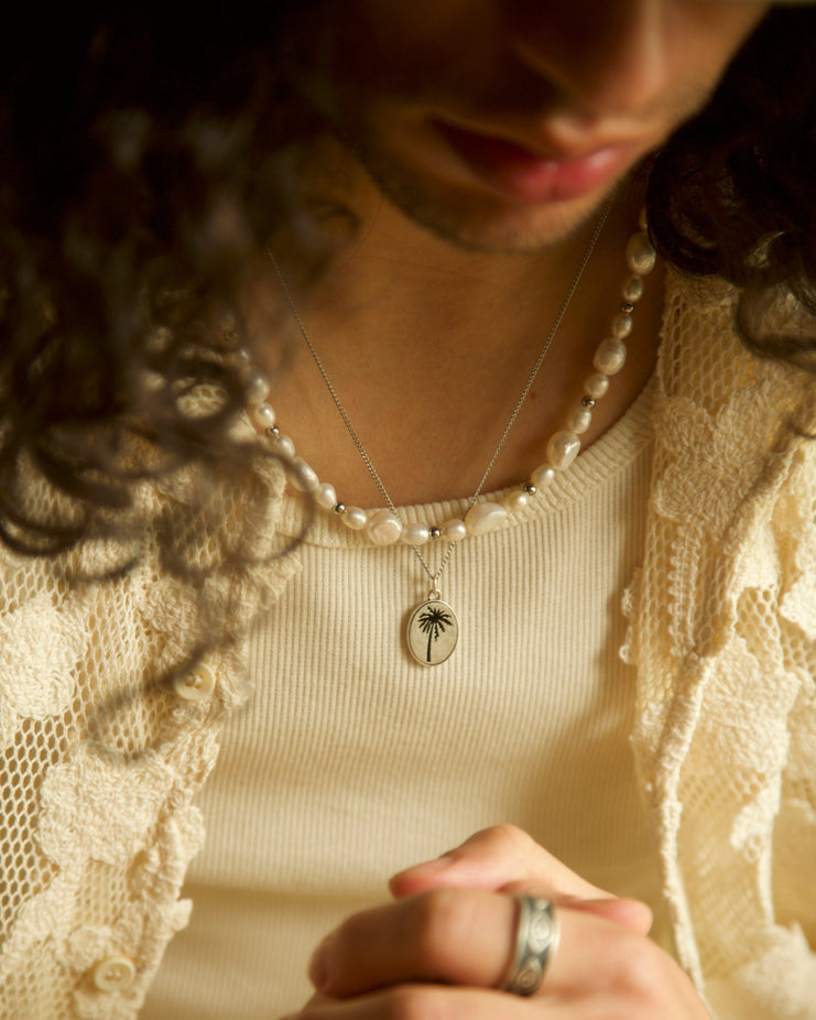 Maxi Freshwater Pearls Necklace With Silver Beads-Necklace-Kompsós