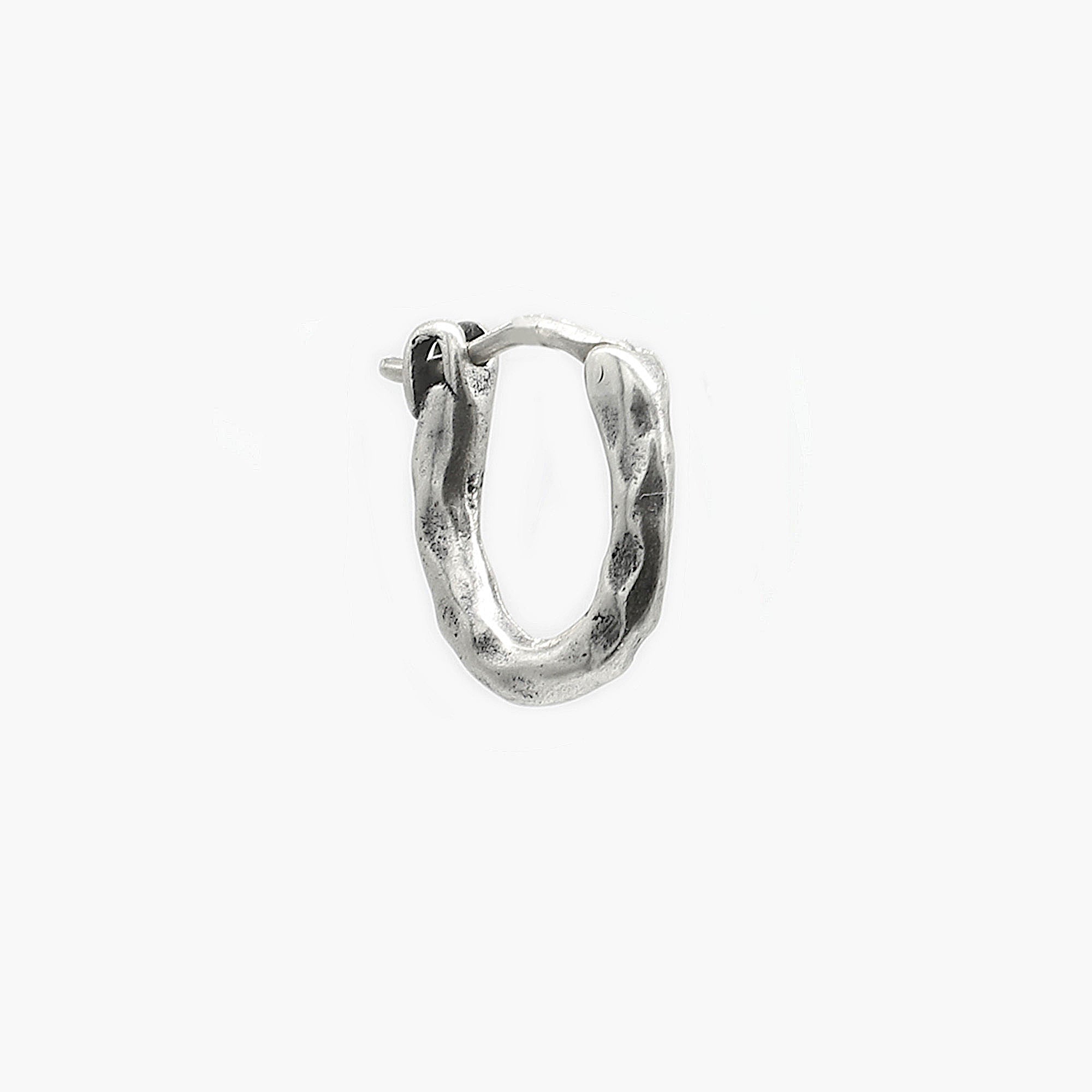 Maxi Hammered Sterling Silver Hoop Earring-Earring-Kompsós