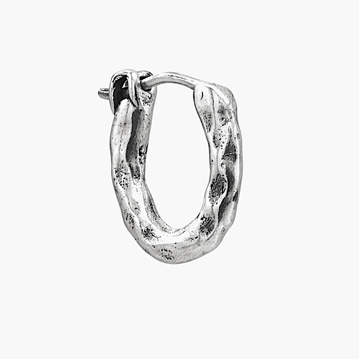 Maxi Hammered Sterling Silver Hoop Earring-Earring-Kompsós