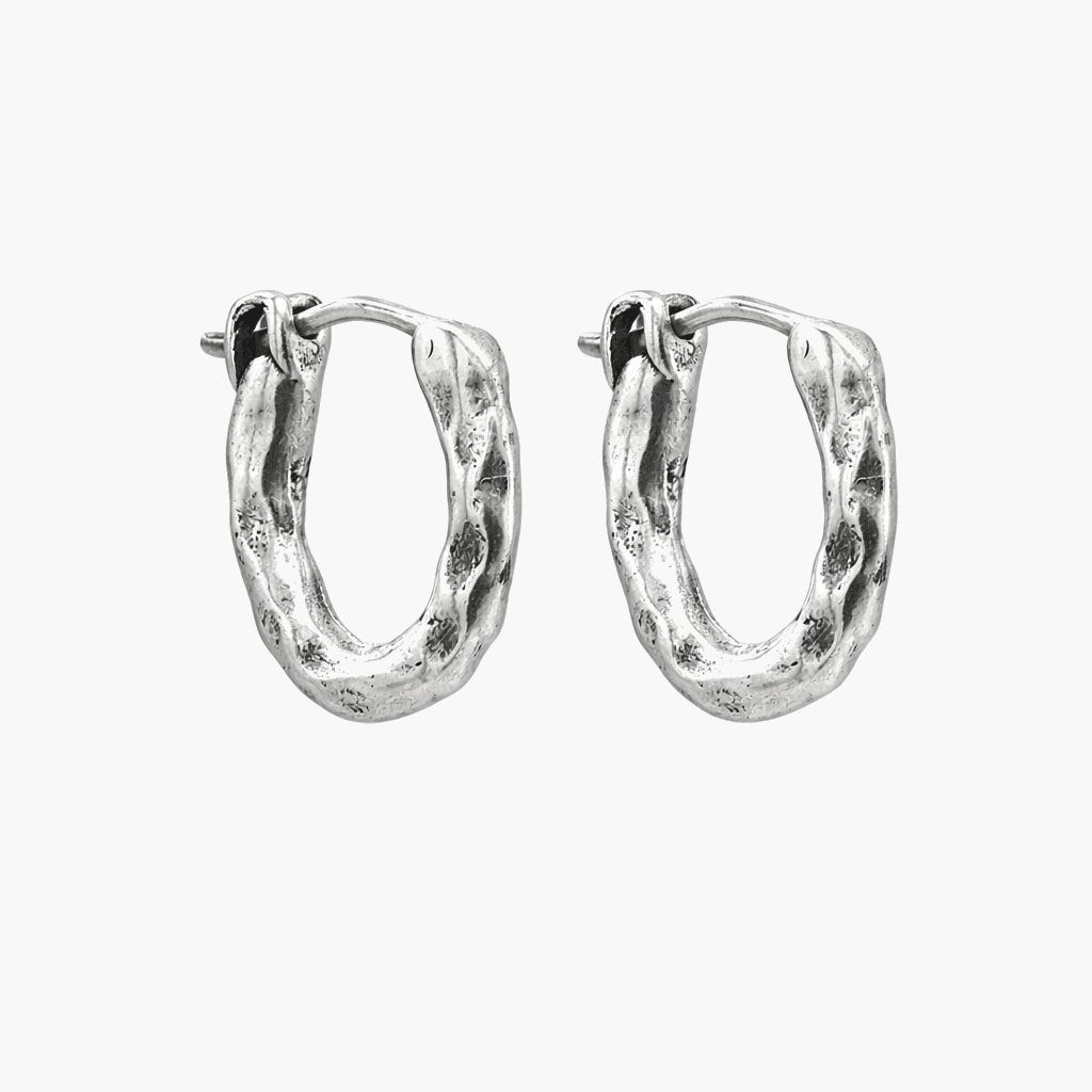 Maxi Hammered Sterling Silver Hoop Earring-Earring-Kompsós