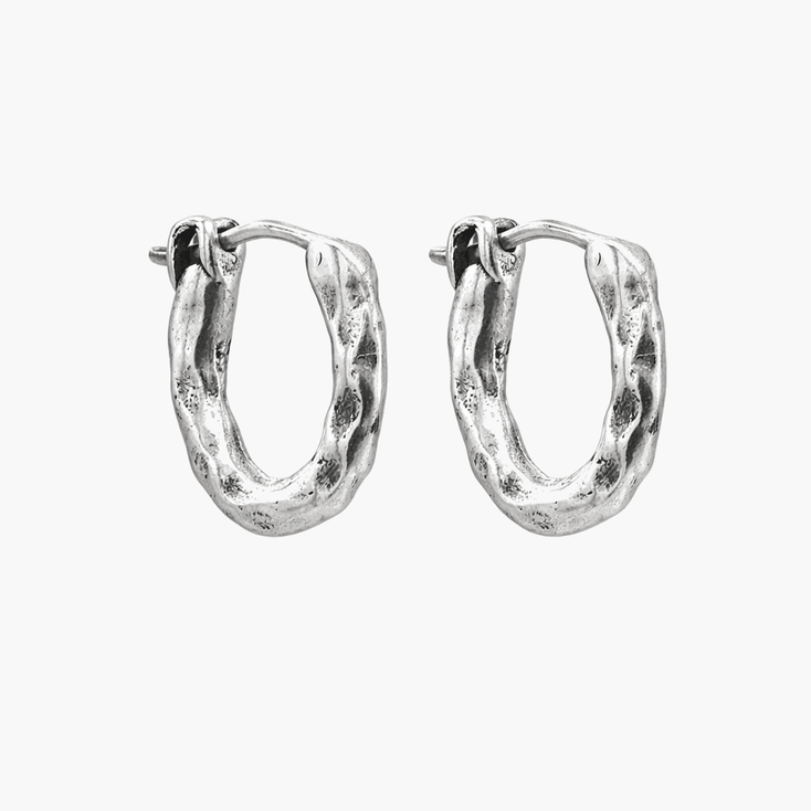 Maxi Hammered Sterling Silver Hoop Earring-Earring-Kompsós