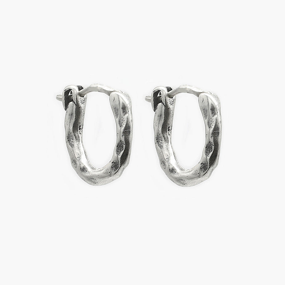 Maxi Hammered Sterling Silver Hoop Earring-Earring-Kompsós