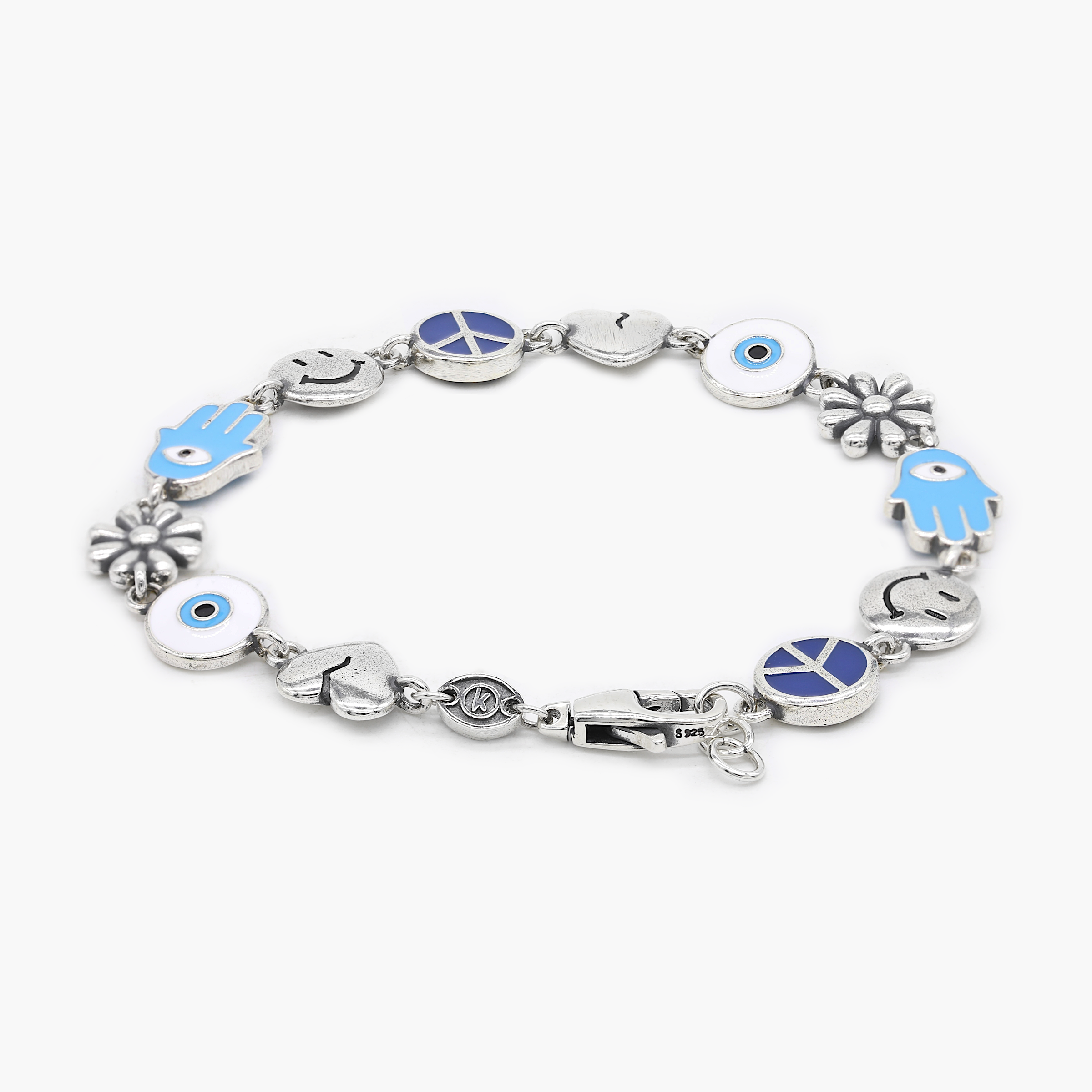 Maxi Holidays Sterling Silver Bracelet With Enamelled Charms-Bracelet-Kompsós