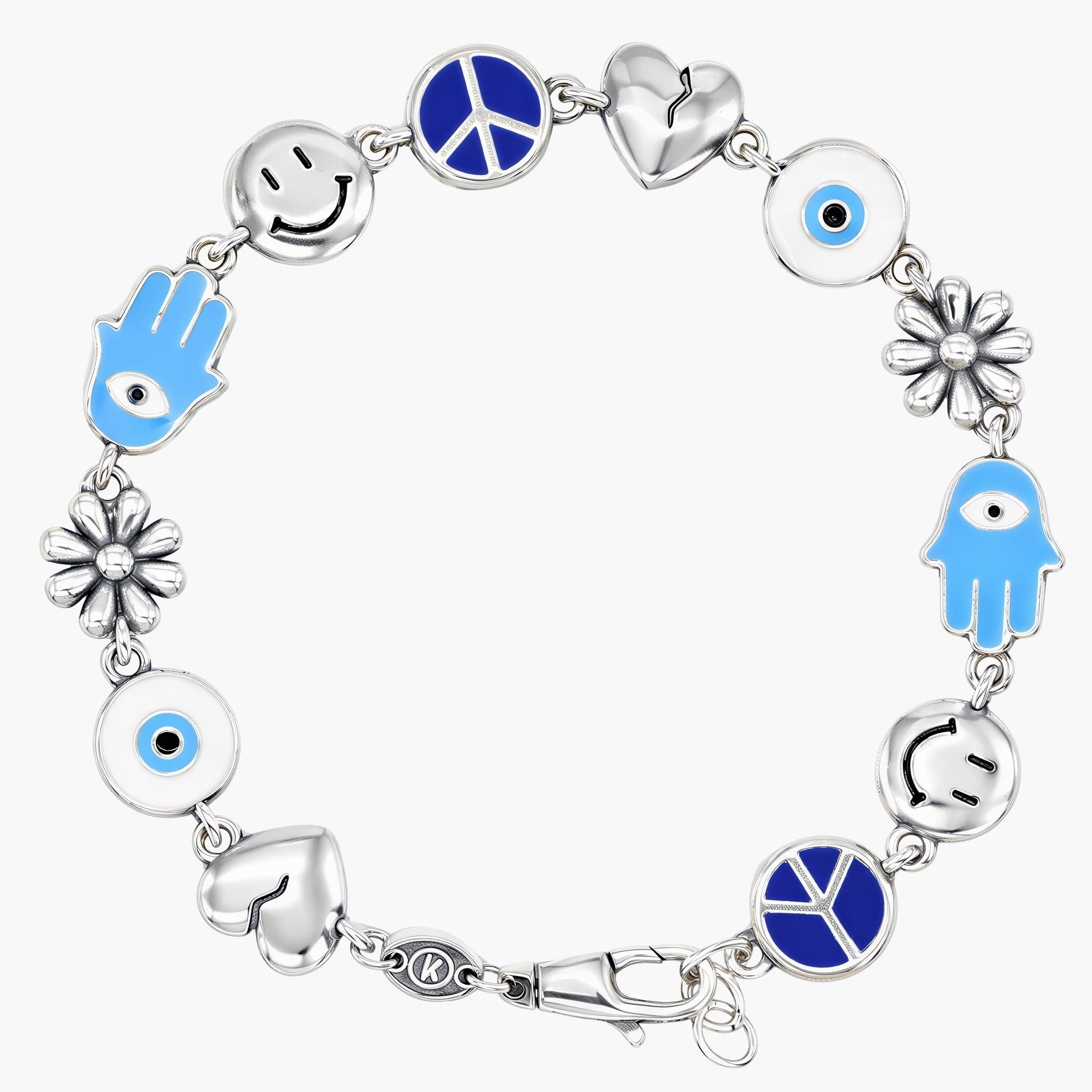 Maxi Holidays Sterling Silver Bracelet With Enamelled Charms-Bracelet-Kompsós