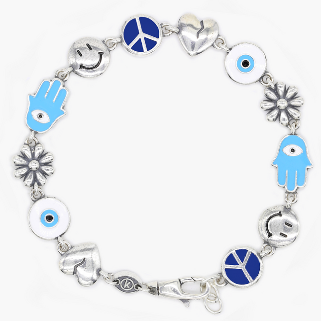 Maxi Holidays Sterling Silver Bracelet With Enamelled Charms-Bracelet-Kompsós