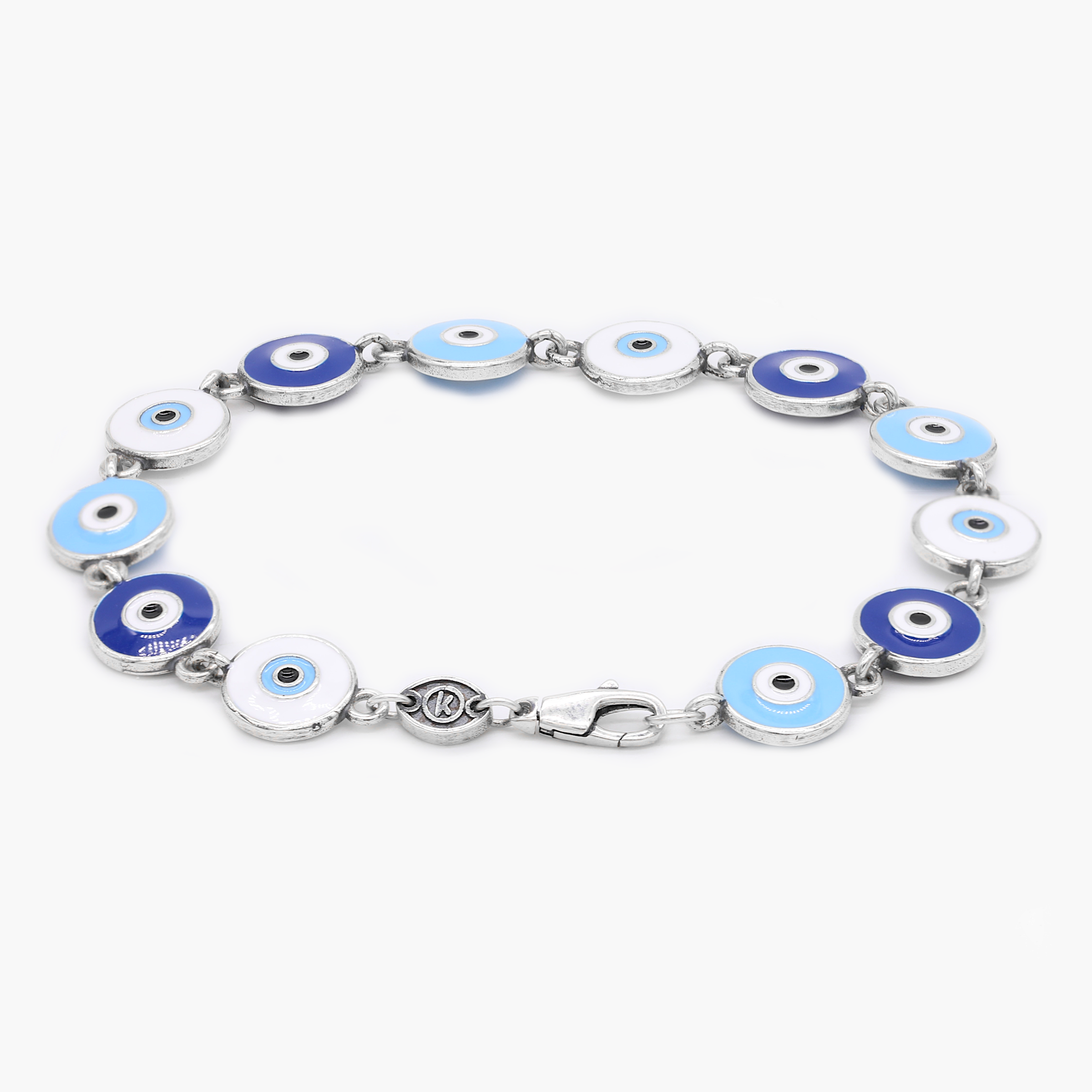 Maxi Multi Evil Eye Charms Sterling Silver Bracelet-Bracelet-Kompsós