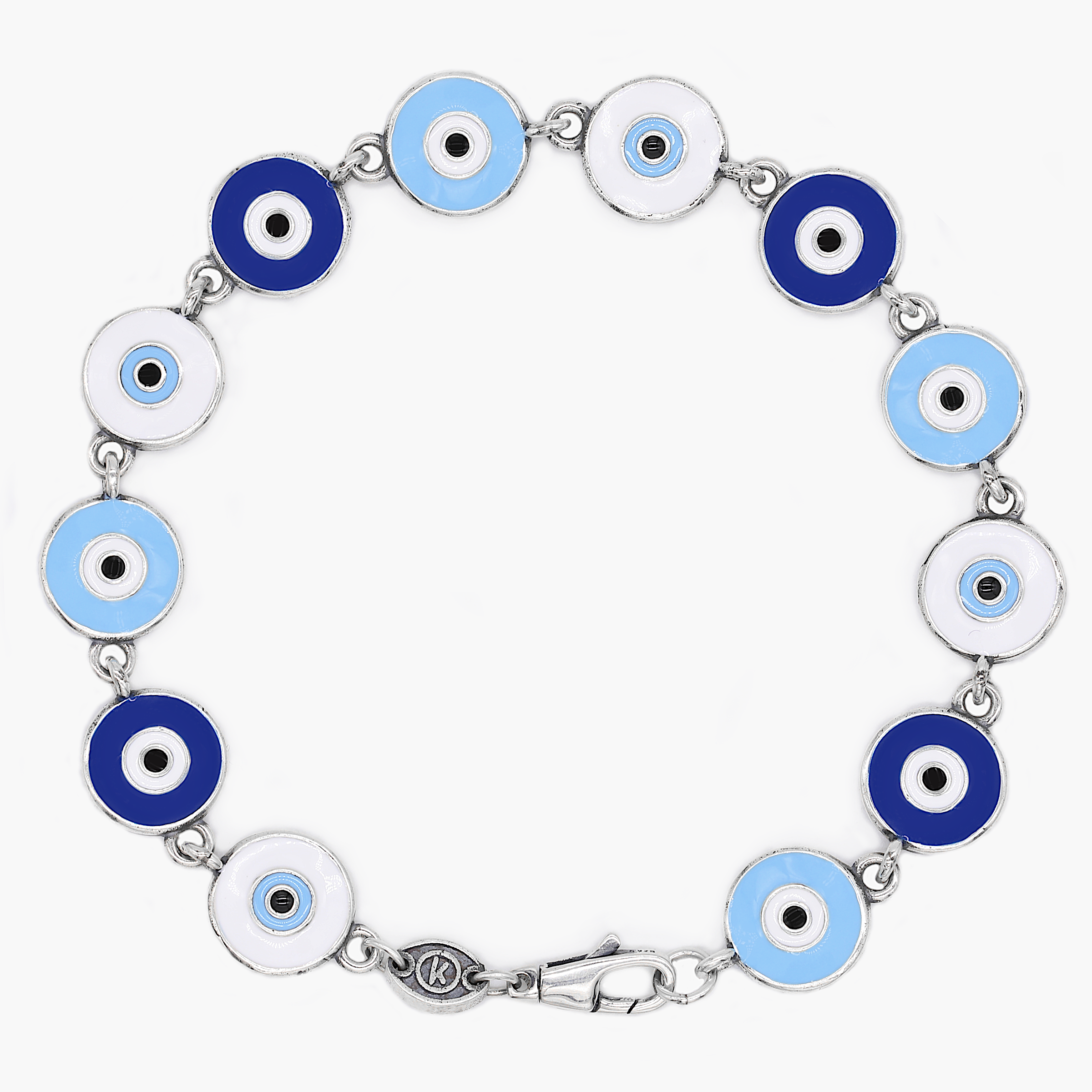 Maxi Multi Evil Eye Charms Sterling Silver Bracelet-Bracelet-Kompsós