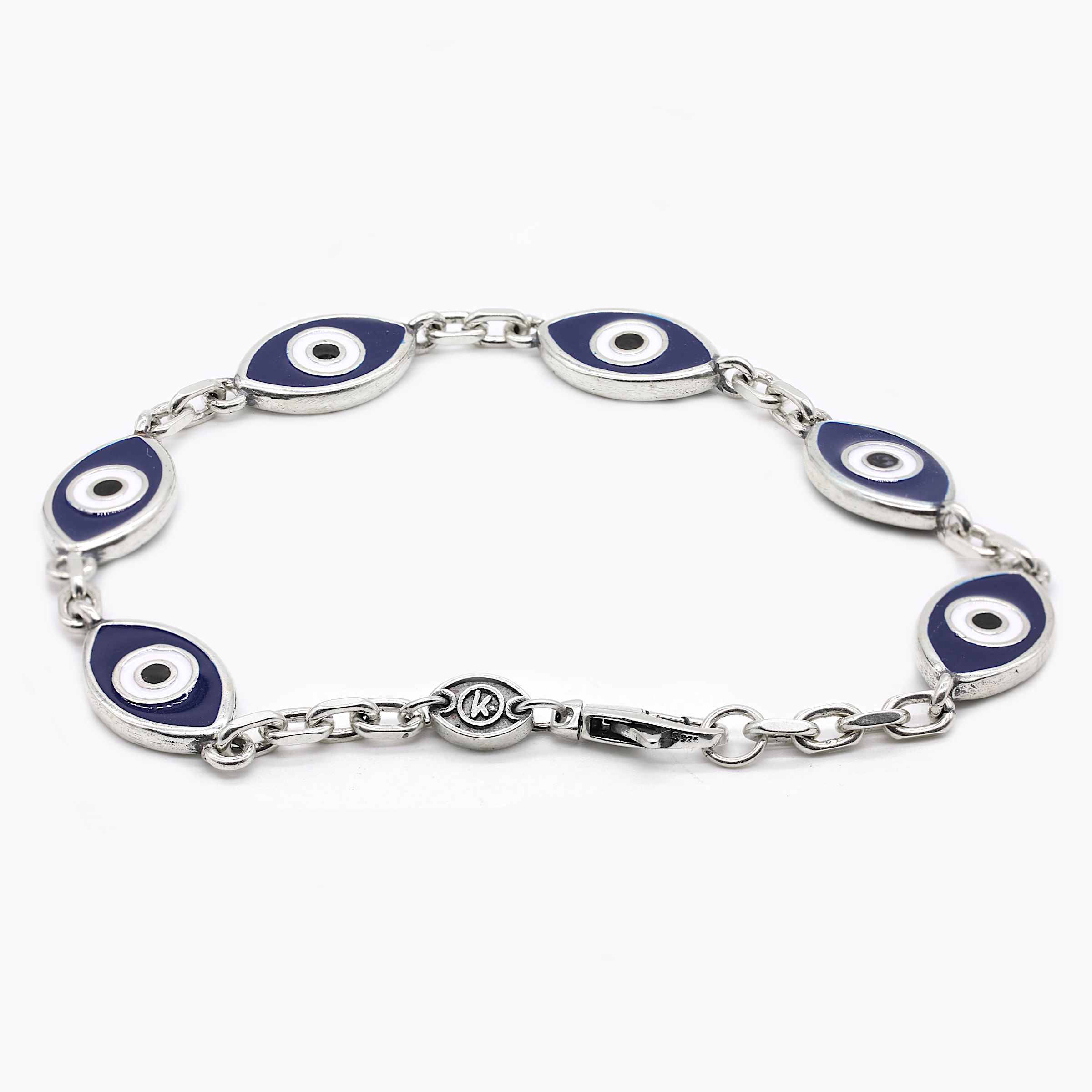 Maxi Multi Evil Eye Sterling Silver Chain Bracelet-Bracelet-Kompsós