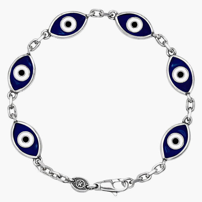 Maxi Multi Evil Eye Sterling Silver Chain Bracelet-Bracelet-Kompsós