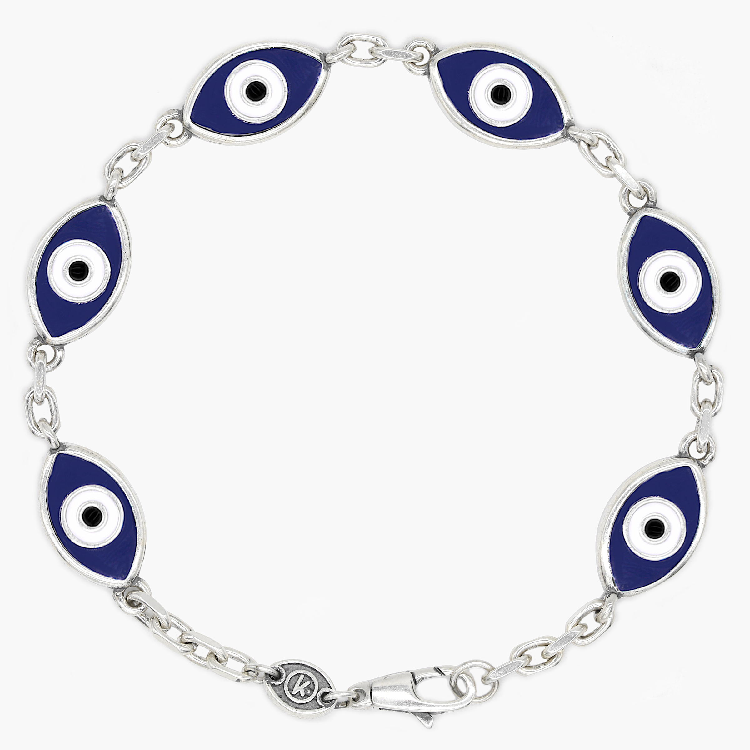 Maxi Multi Evil Eye Sterling Silver Chain Bracelet-Bracelet-Kompsós