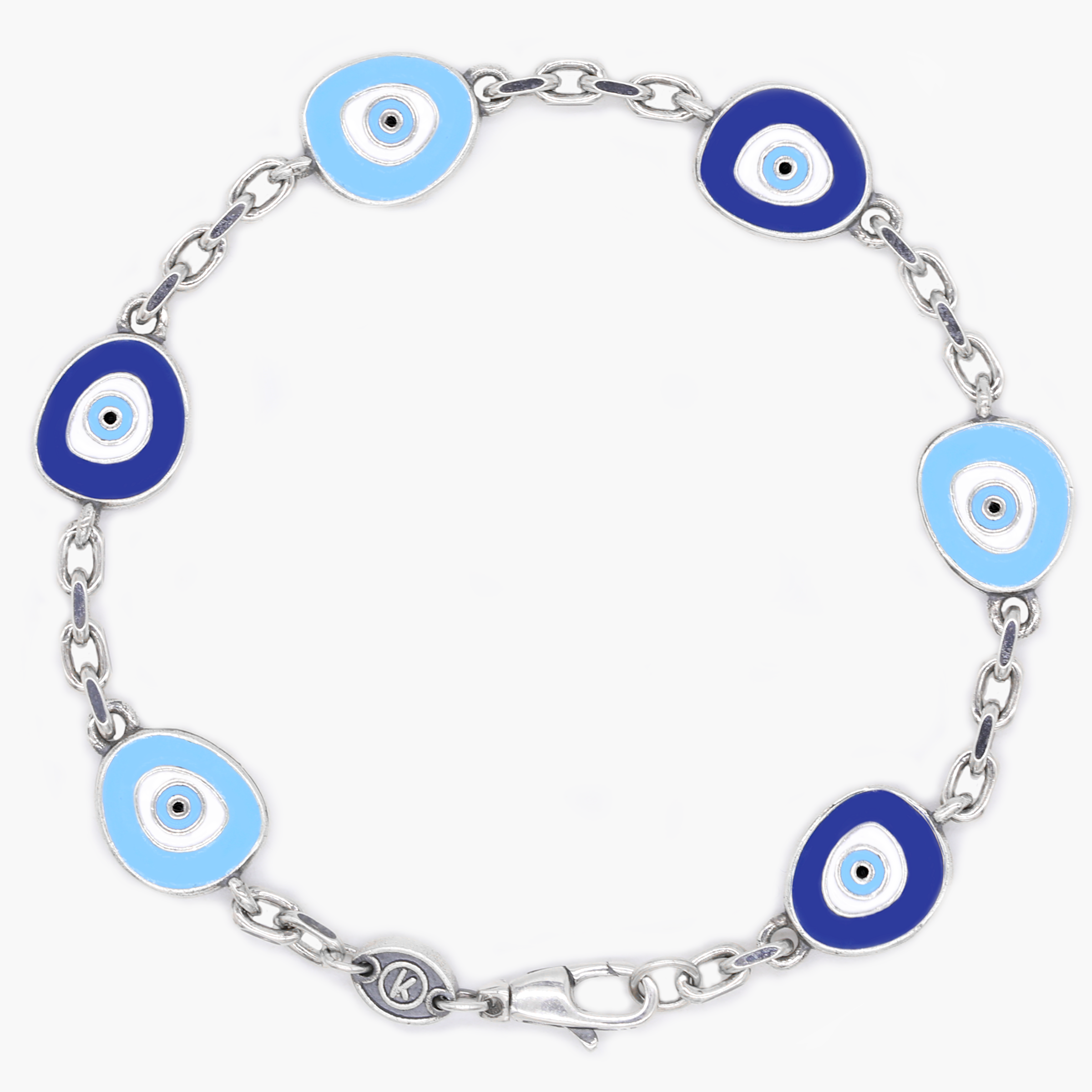 Maxi Multi Evil Eye Sterling Silver Chain Bracelet-Bracelet-Kompsós