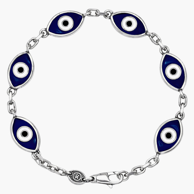 Maxi Multi Evil Eye Sterling Silver Chain Bracelet-Bracelet-Kompsós