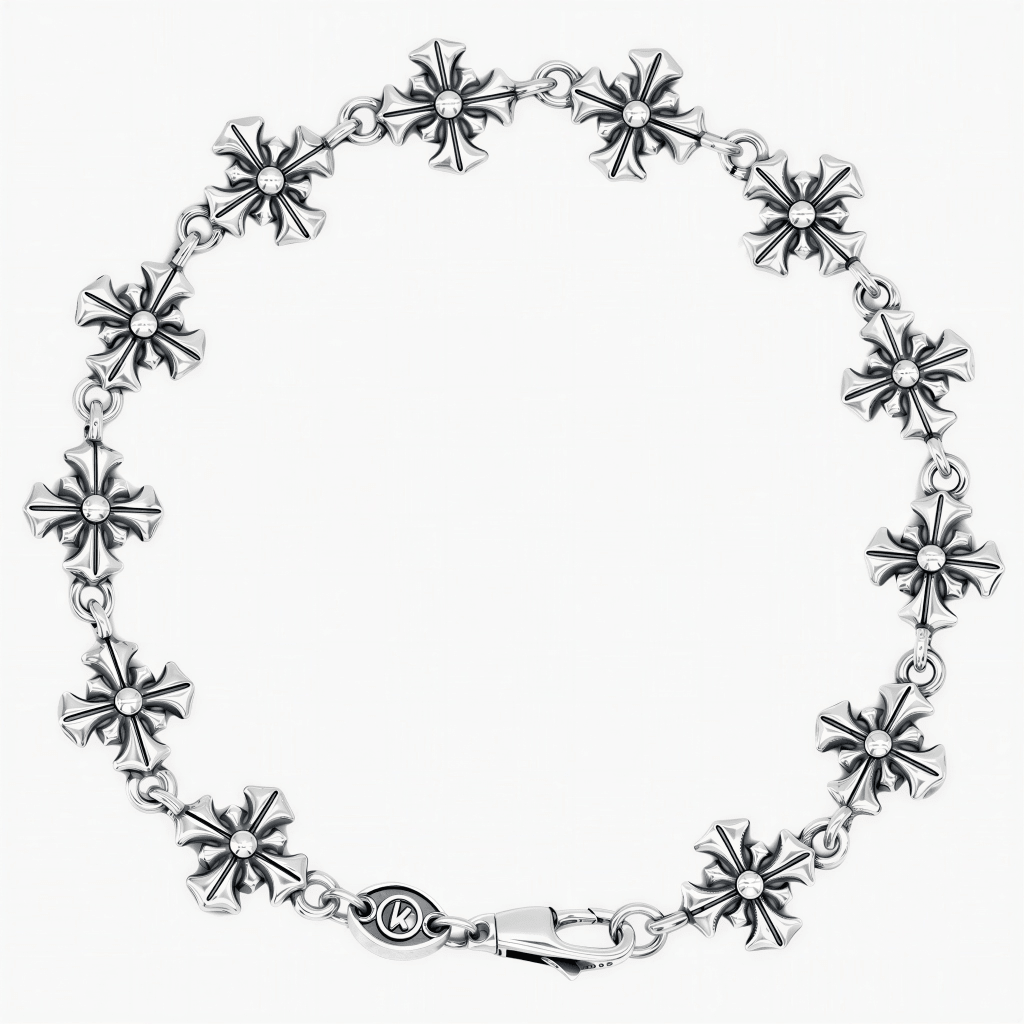 Maxi Patonce Cross Sterling Silver Chain Bracelet-Bracelet-Kompsós