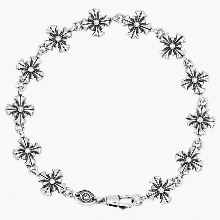 Maxi Patonce Cross Sterling Silver Chain Bracelet-Bracelet-Kompsós