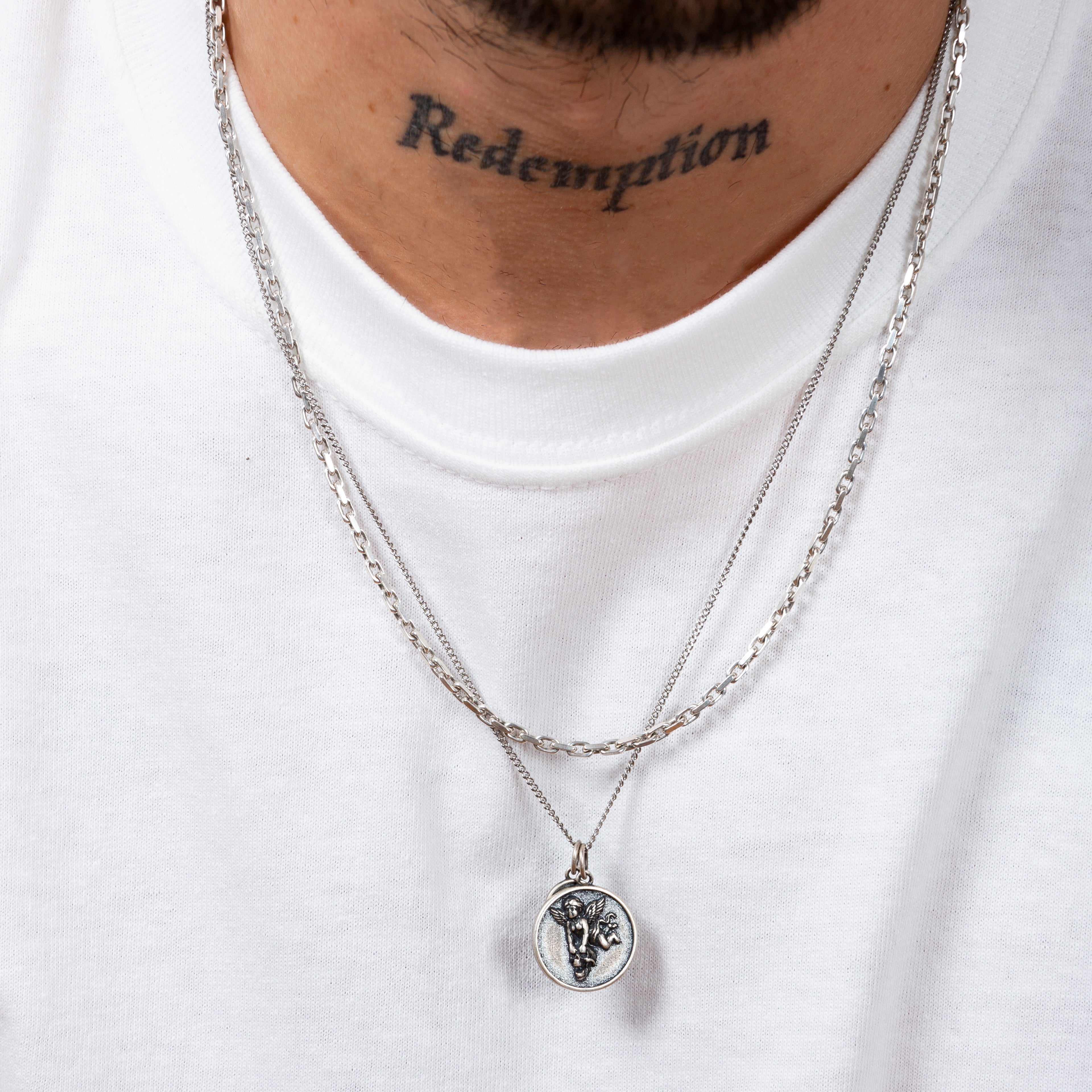 Memento Mori Double Tag Silver Necklace-Necklace-Kompsós