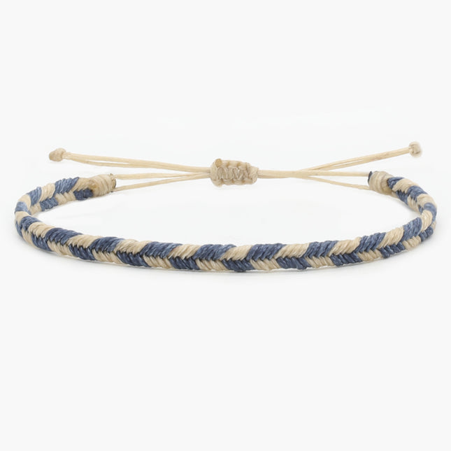 Mini Braided "Java" Bracelet (Cream/Dusty Blue)-Jewelry-Kompsós