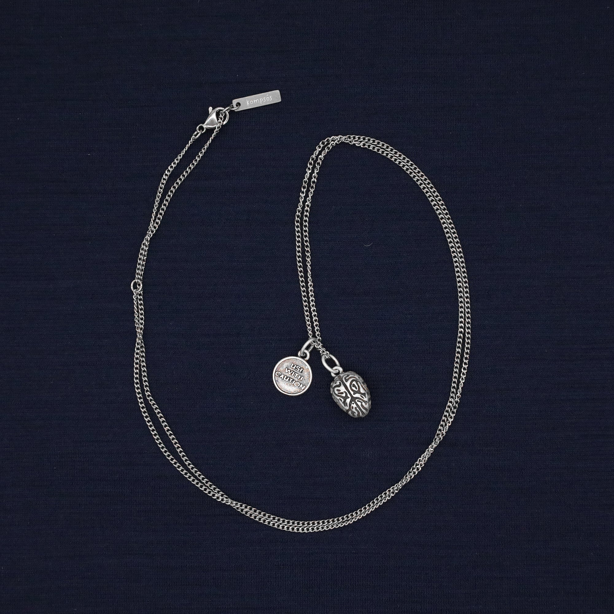 Mini Brain Silver Necklace-Necklace-Kompsós