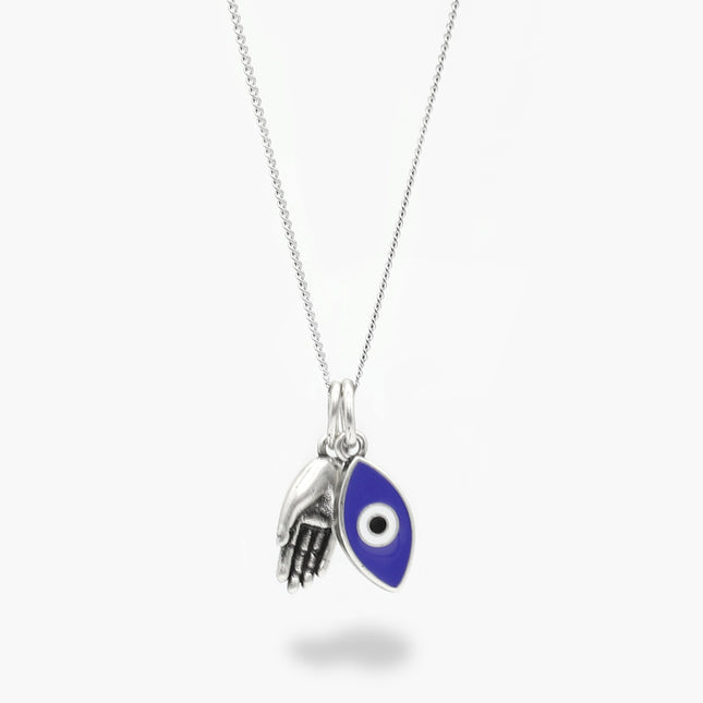 Mini Evil Eye Necklace With Hamsa Hand-Kompsós