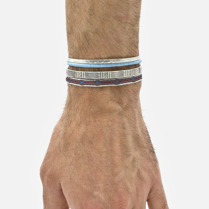 Mini Hammered Silver Bangle-Bracelet-Kompsós