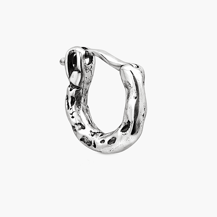 Mini Hammered Sterling Silver Hoop Earring-Earring-Kompsós