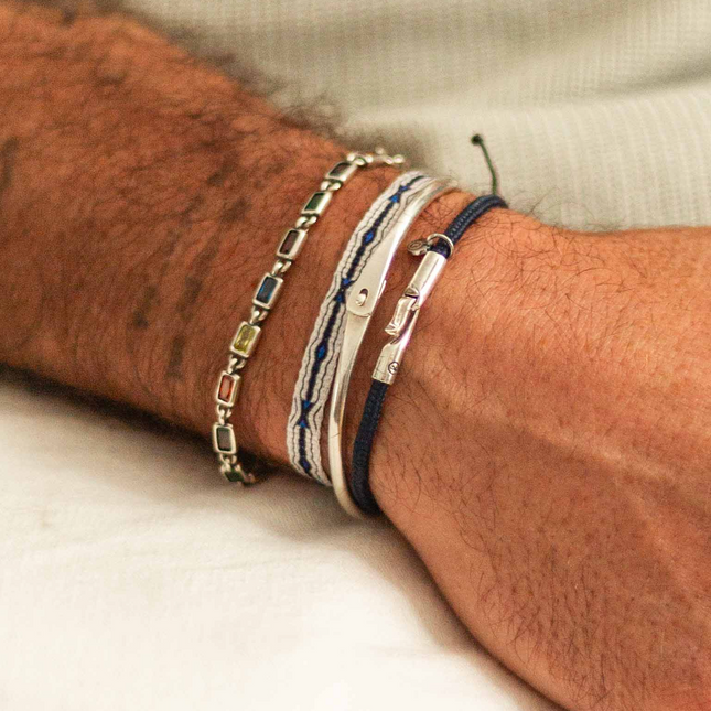 Mini Sterling Silver Multi Gemstones Chain Bracelet-Bracelet-Kompsós