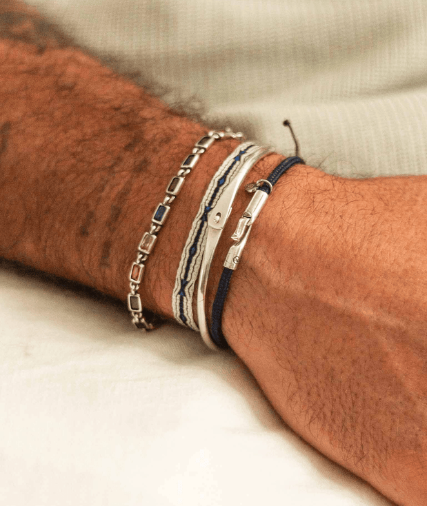 Mini Sterling Silver Multi Gemstones Chain Bracelet-Bracelet-Kompsós