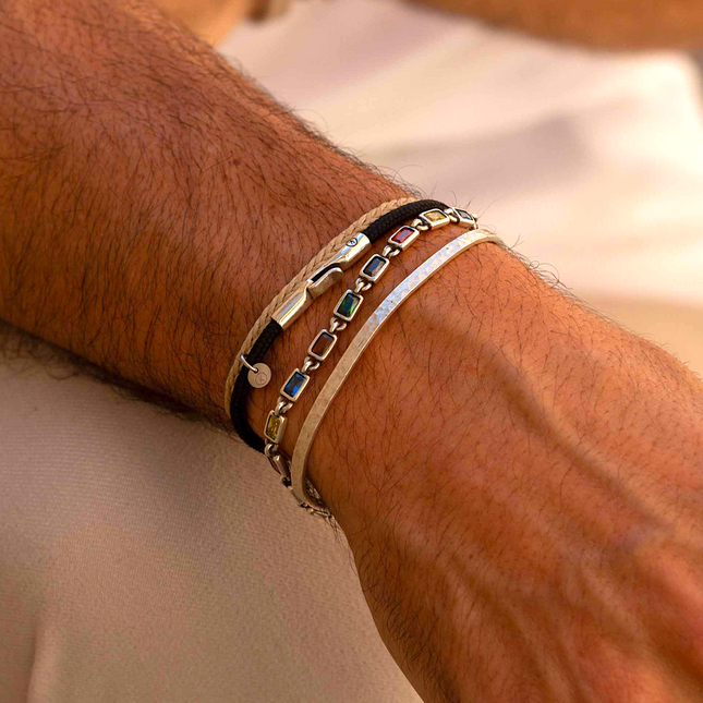 Mini Sterling Silver Multi Gemstones Chain Bracelet-Bracelet-Kompsós