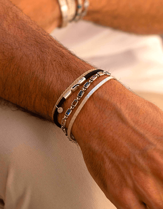 Mini Sterling Silver Multi Gemstones Chain Bracelet-Bracelet-Kompsós