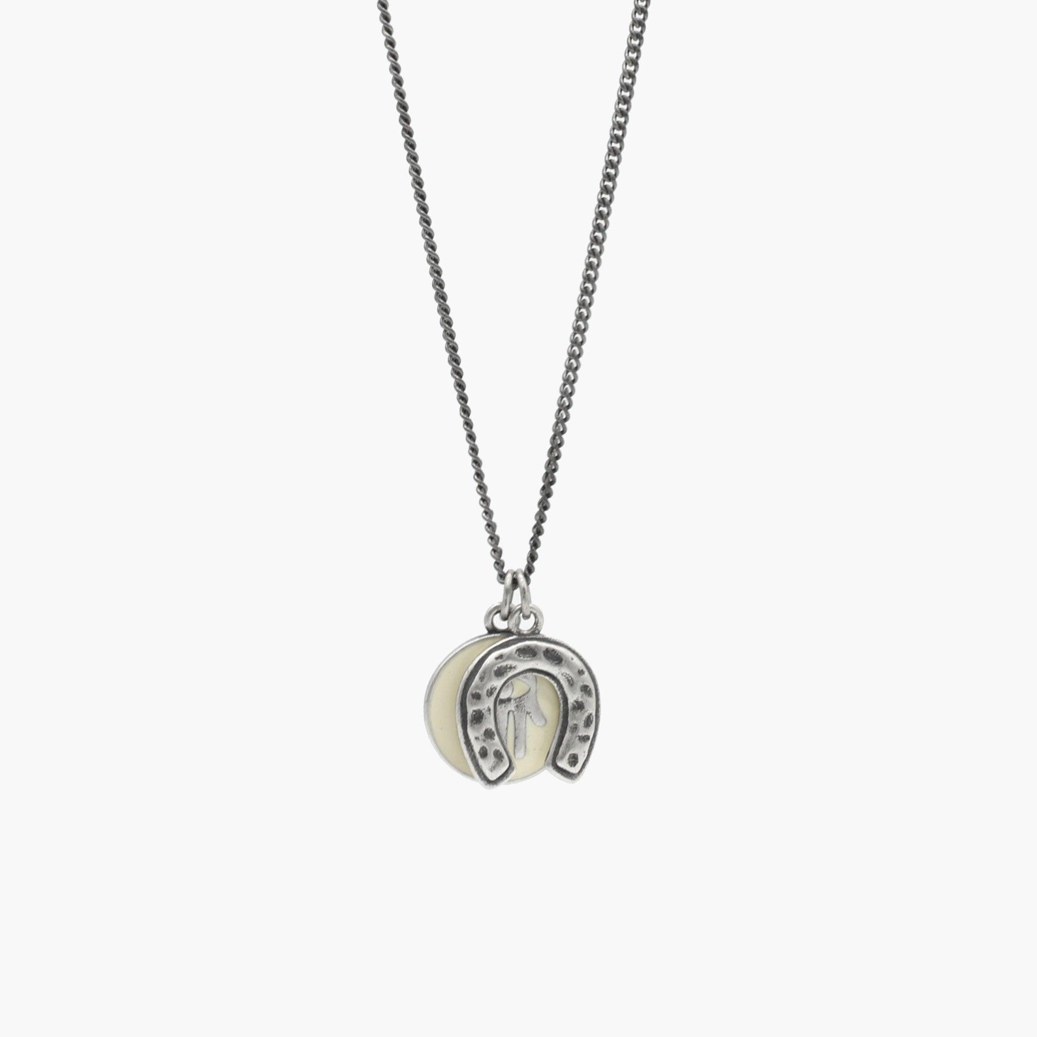 Multi-Charms Necklace With Hamsa and Horseshoe (Cream)-Necklace-Kompsós