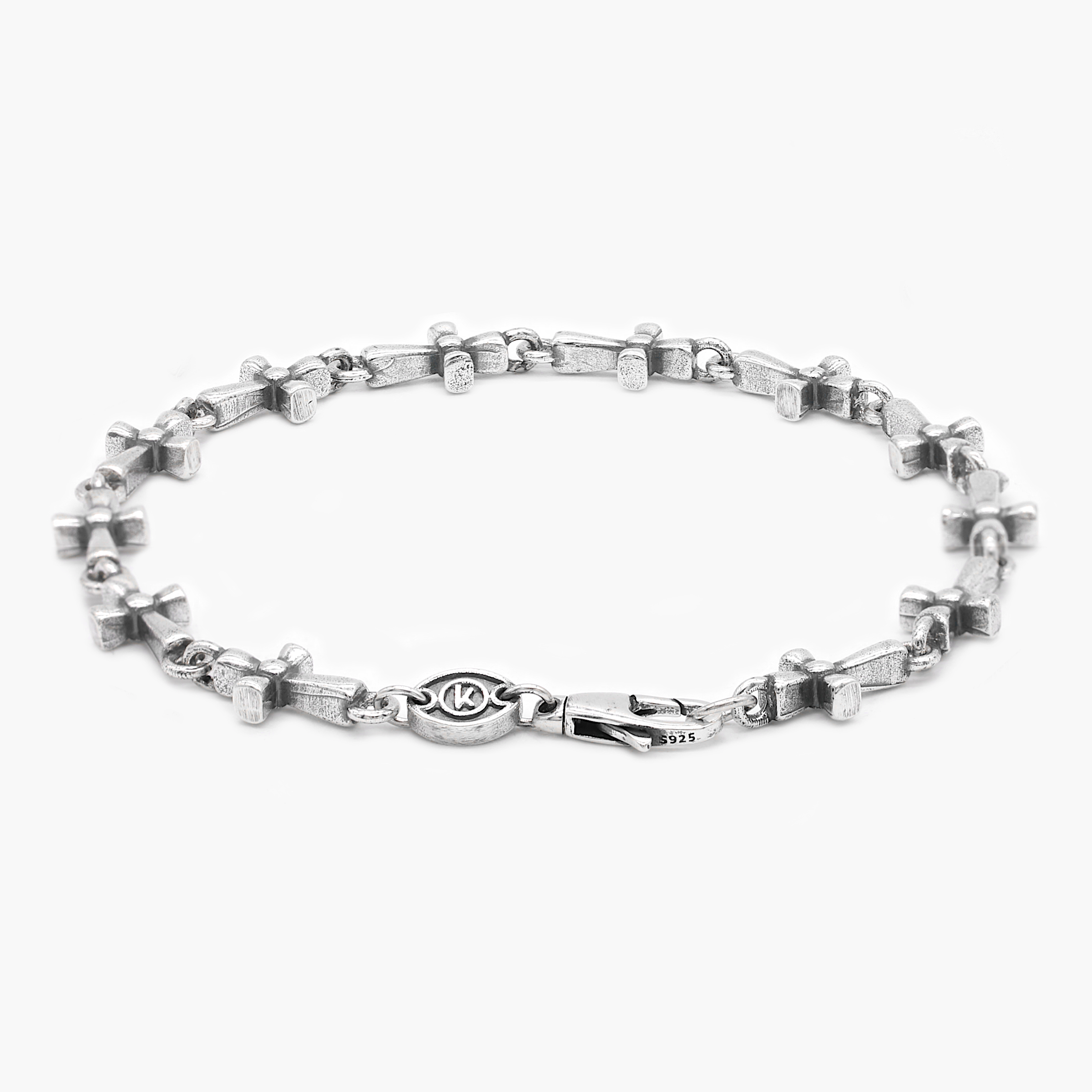 Multi Cross Sterling Silver Chain Bracelet-Bracelet-Kompsós