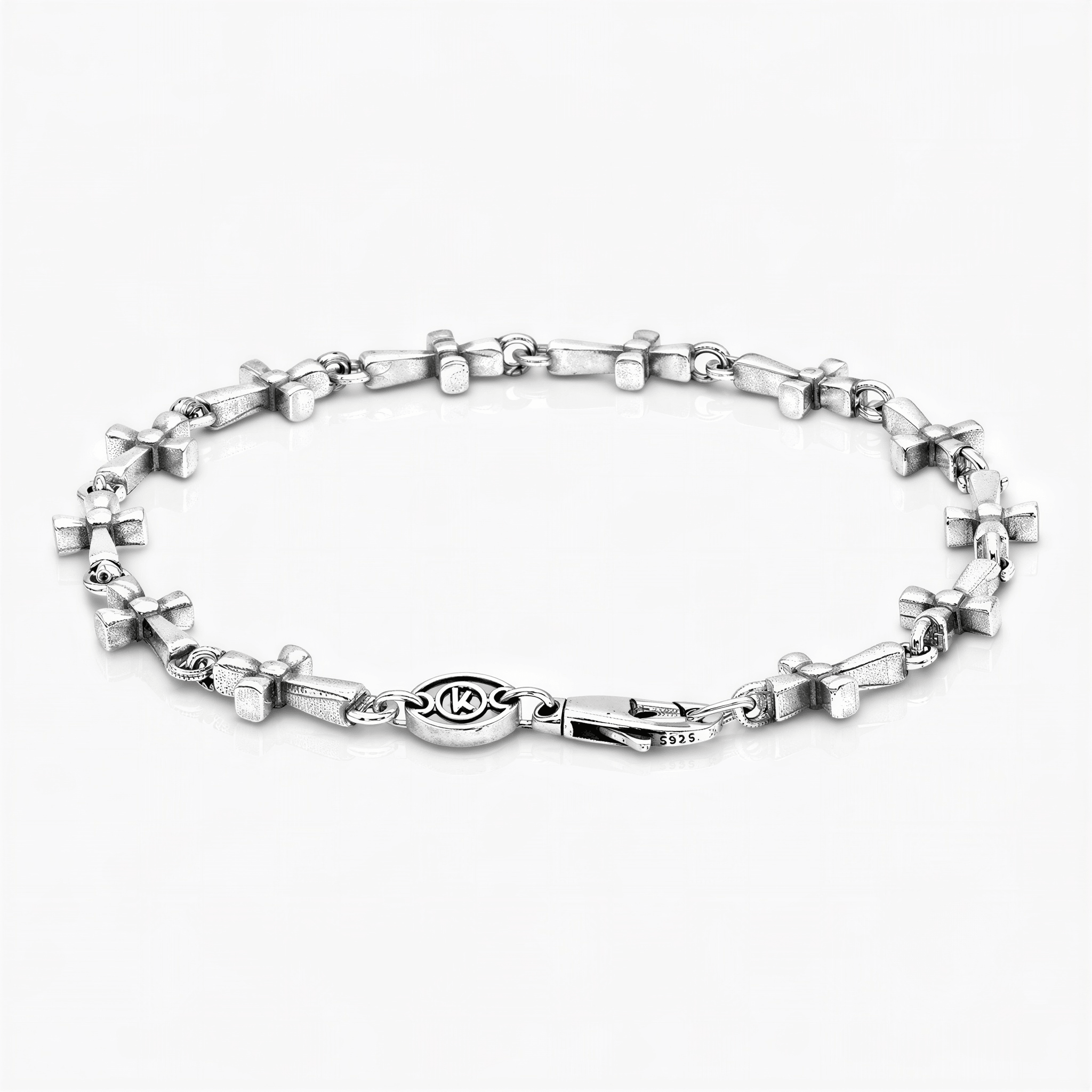 Multi Cross Sterling Silver Chain Bracelet-Bracelet-Kompsós