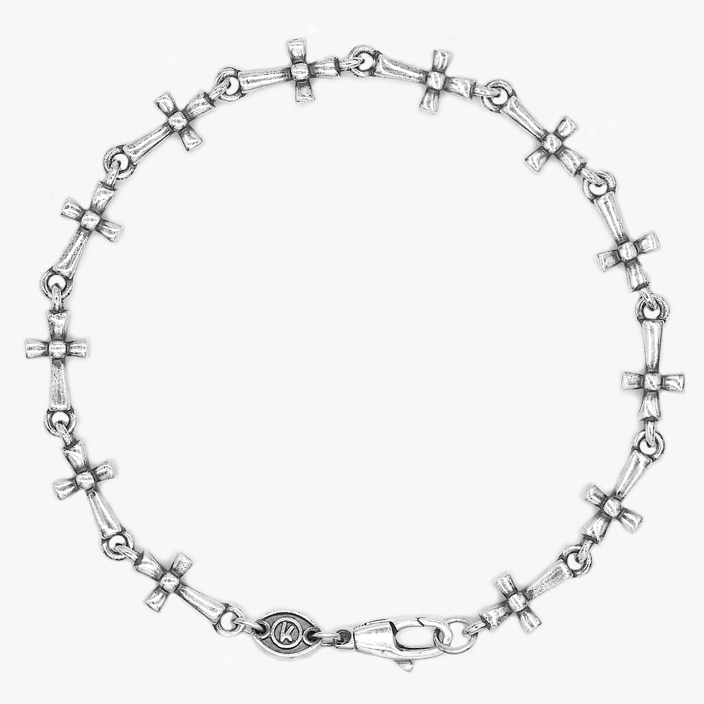 Multi Cross Sterling Silver Chain Bracelet-Bracelet-Kompsós