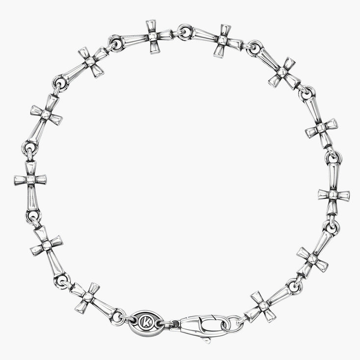Multi Cross Sterling Silver Chain Bracelet-Bracelet-Kompsós