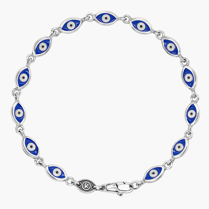 Multi Enamelled Evil Eye Sterling Silver Bracelet-Bracelet-Kompsós