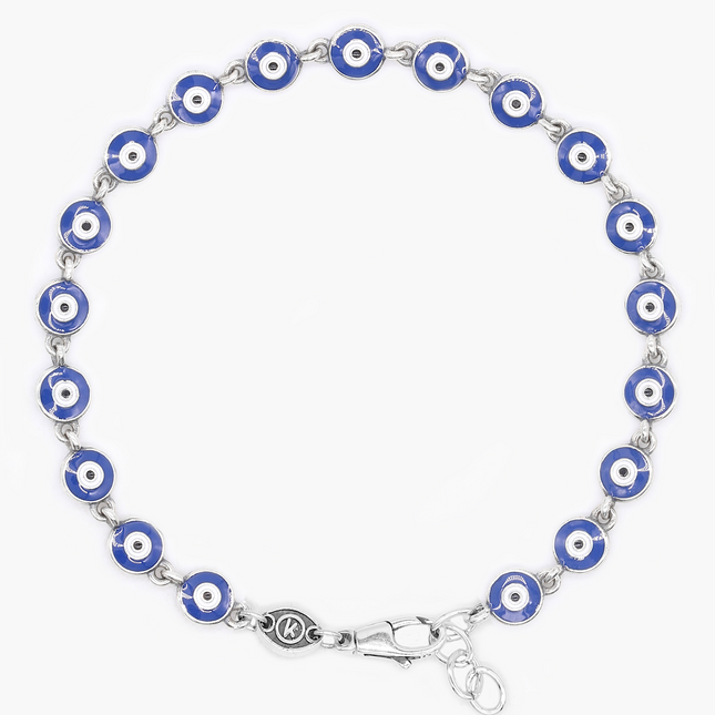Multi Evil Eye Charms Sterling Silver Bracelet-Bracelet-Kompsós