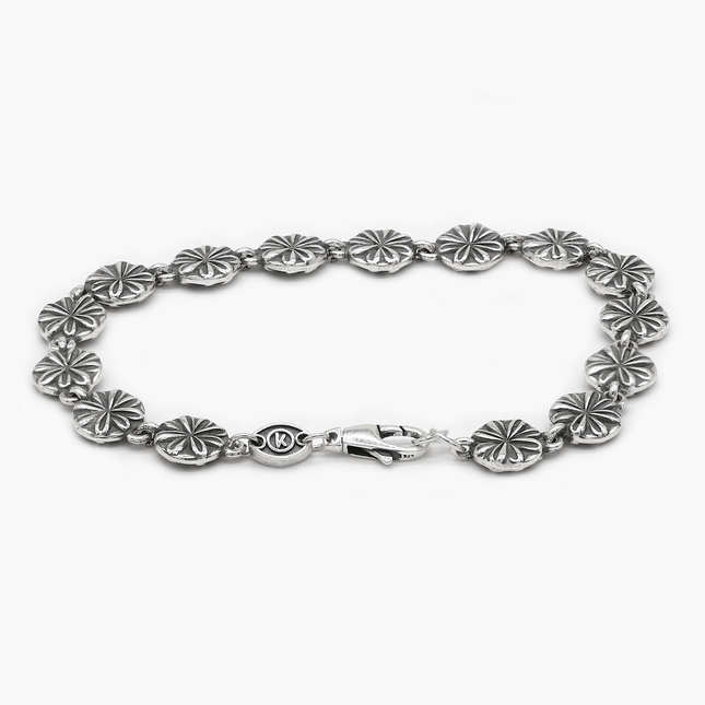 Multi Flowers Sterling Silver Chain Bracelet-Bracelet-Kompsós