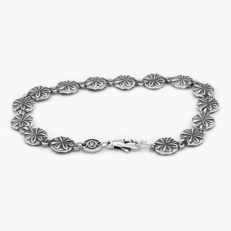 Multi Flowers Sterling Silver Chain Bracelet-Bracelet-Kompsós