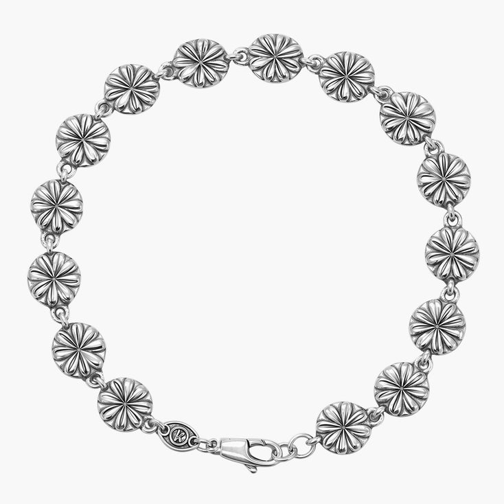 Multi Flowers Sterling Silver Chain Bracelet-Bracelet-Kompsós